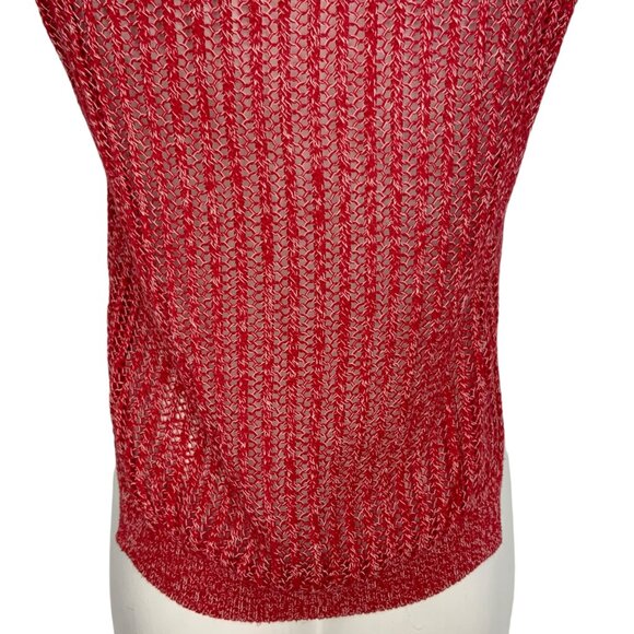 Marco De Vincenzo Sweater Tank Vest 40 US/4 Red Crochet Lace Sleeveless V-Neck - Picture 11 of 13